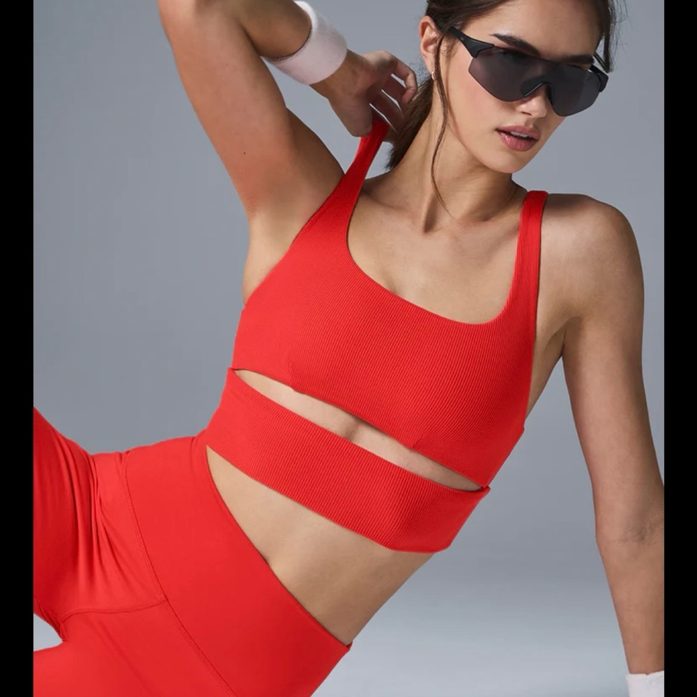 Alo Slit Bra NWT Red Hot Summer